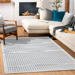 Mahogany Gri Çizgili Polyester Makine Halısı
