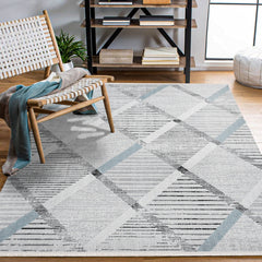 Maple Gri Geometrik Polyester Makine Halısı