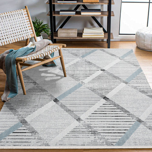 Maple Gri Geometrik Polyester Makine Halısı