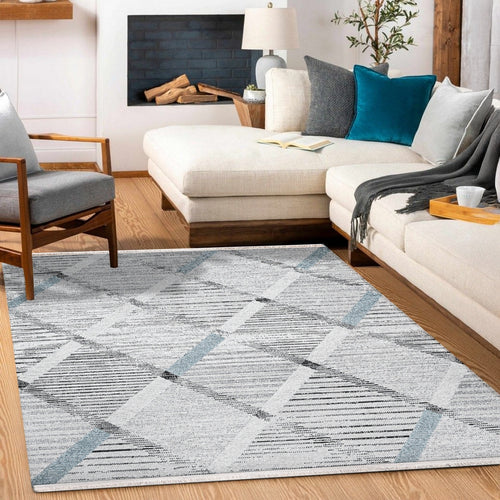 Maple Gri Geometrik Polyester Makine Halısı