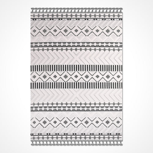 Nectar Beyaz Geometrik Polyester Makine Halısı