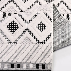 Nectar Beyaz Geometrik Polyester Makine Halısı