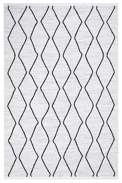 Peacack Gri Geometrik Polyester Makine Alan Halısı