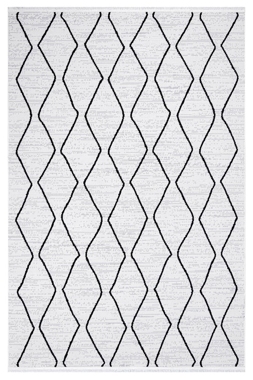 Peacack Gri Geometrik Polyester Makine Alan Halısı