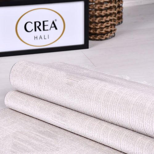 Krem Modern Akrilik Makine Halısı