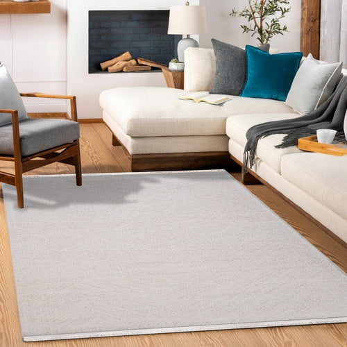 Krem Modern Akrilik Makine Halısı