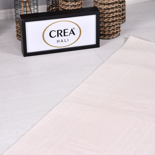 Krem Modern Akrilik Makine Halısı