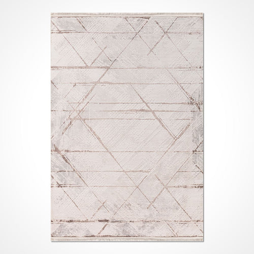 Krem Modern Akrilik Makine Halısı