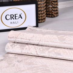 Krem Modern Akrilik Makine Halısı
