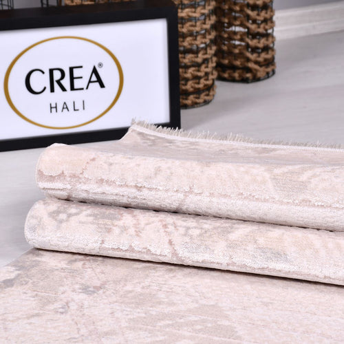Krem Modern Akrilik Makine Halısı