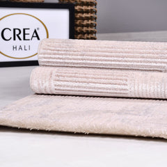 Bej Modern Akrilik Makine Halısı
