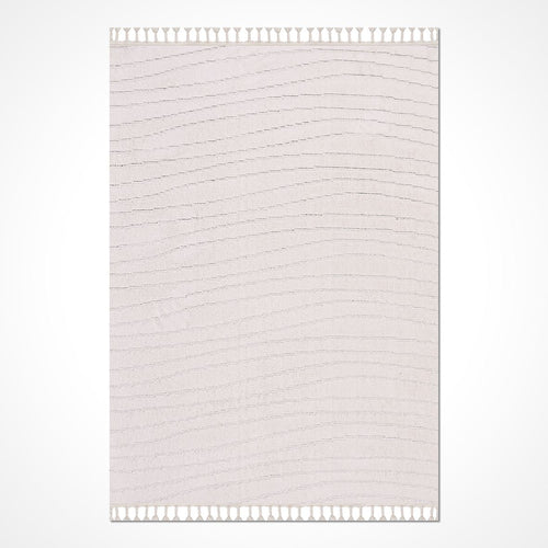 Beyaz Modern Polyester Makine Halısı