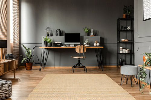 Hasır Görünümlü Kaymaz Renkli Dokuma Modern Kilim Halı