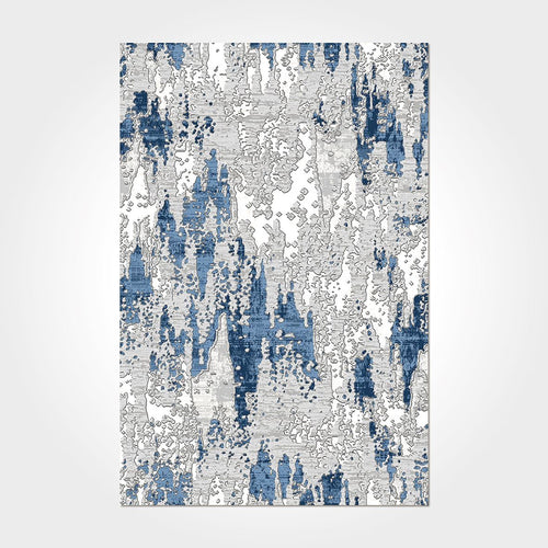 Genevieve Mavi Modern Polyester Şönil ve Pamuk Dijital Baskı Halı Crea