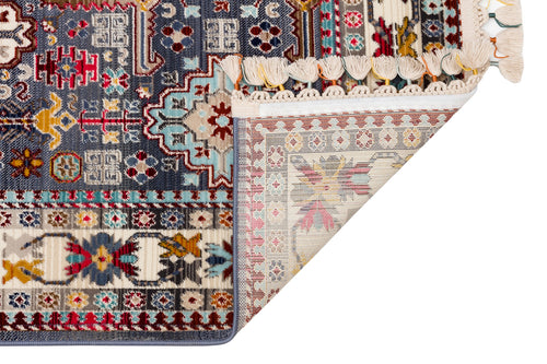 Hav Toz Vermez Etnik ve Modern Desenli Renkli Saçaklı Halı