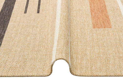 Hasır Görünümlü Kaymaz Renkli Dokuma Modern Kilim Halı