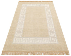 Hasır Görünümlü Kaymaz Renkli Dokuma Modern Kilim Halı