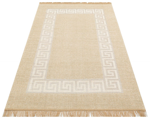 Hasır Görünümlü Kaymaz Renkli Dokuma Modern Kilim Halı