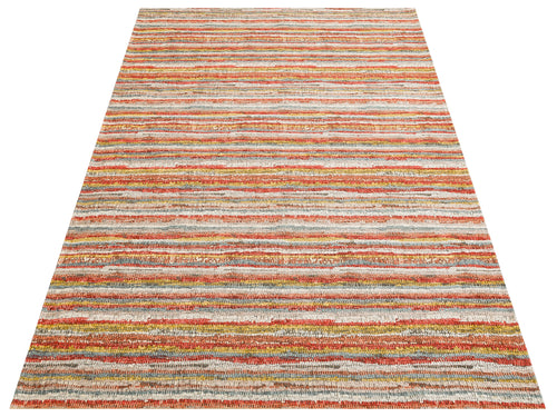 Hasır Görünümlü Kaymaz Renkli Dokuma Modern Kilim Halı