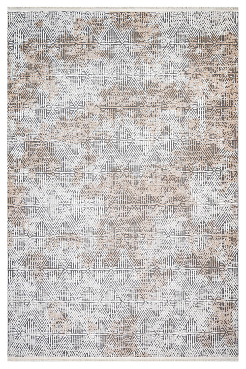 Alaia Krem Geometrik Polyester Makine Halısı