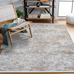 Alaia Krem Geometrik Polyester Makine Halısı