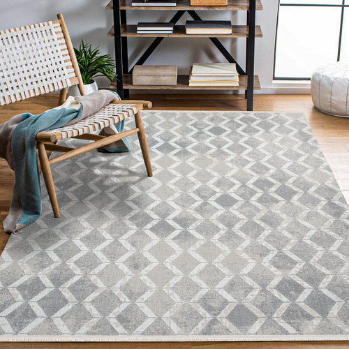 Blair Gri Geometrik Polyester Makine Halısı