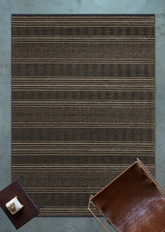 Halınet Long Beach Antrasit Geometrik Polyester Makine Halısı