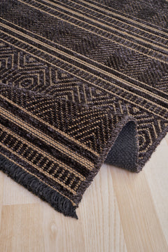 Halınet Long Beach Antrasit Geometrik Polyester Makine Halısı