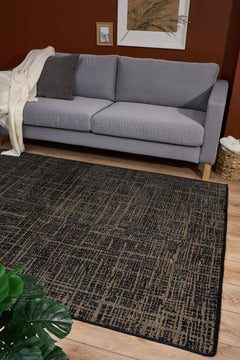 Halınet Miami Antrasit Geometrik Polyester Makine Halısı
