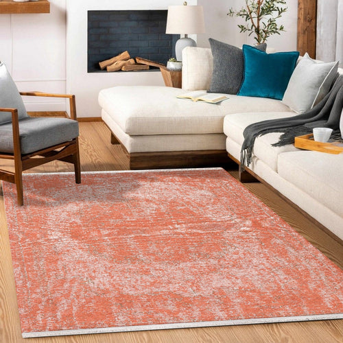 Turuncu Modern Modern Etnik Desenli Halı  | Makinada Yıkanabilir | Hav Toz Vermez | Leke Tutmayan | Kaymaz Taban | Dijital Makine Baskı | Salon Yolluk Mutfak Halısı