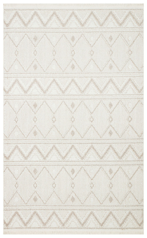 Clarence Beyaz Modern Polyester Makine Halısı