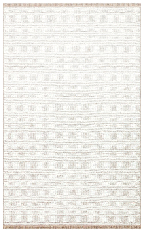 Kalyani Beyaz Modern Polyester Makine Halısı