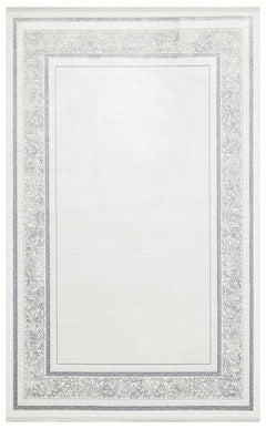 Anuradha Gri Çerçeveli Polyester Makine Halısı