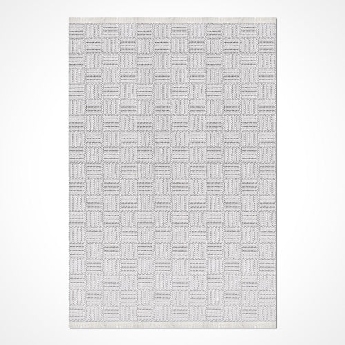 Beyaz Modern Polyester Makine Halısı
