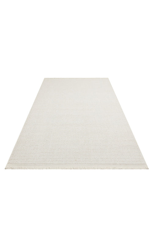 Haa Alif Atoll Beyaz Düz Polyester Makine Halısı
