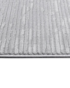 Alice Gri Çizgili Polip Polyester Makine  Halısı