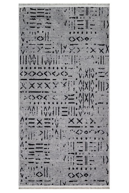 Juliette Gri Geometrik 
Polyester Pamuk
 Natural Lateks Halı
