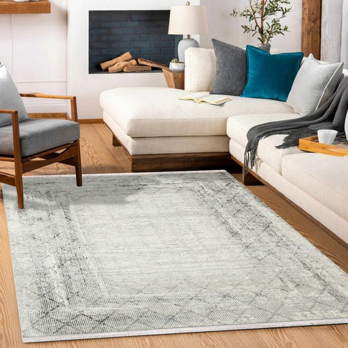 Krem Geometrik Modern Etnik Desenli Halı  | Makinada Yıkanabilir | Hav Toz Vermez | Leke Tutmayan | Kaymaz Taban | Dijital Makine Baskı | Salon Yolluk Mutfak Halısı