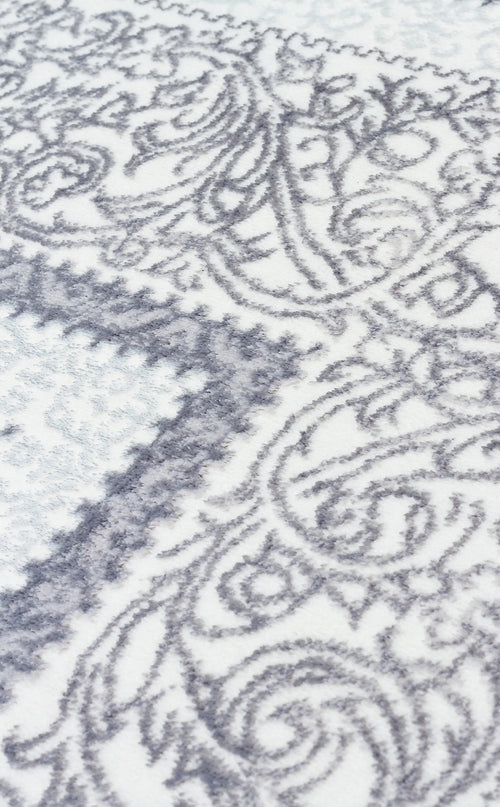 Anuradha Gri Çerçeveli Polyester Makine Halısı