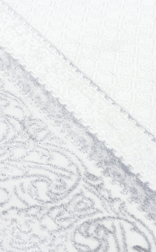 Anuradha Gri Çerçeveli Polyester Makine Halısı