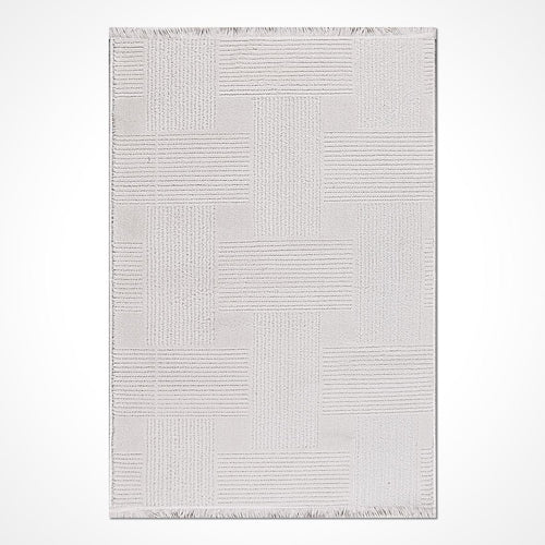 Beyaz Modern Polyester Makine Halısı