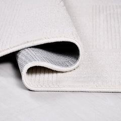 Beyaz Modern Polyester Makine Halısı