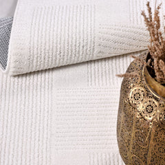 Beyaz Modern Polyester Makine Halısı