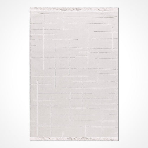 Beyaz Modern Polyester Makine Halısı