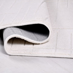 Beyaz Modern Polyester Makine Halısı