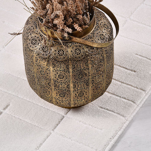 Beyaz Modern Polyester Makine Halısı