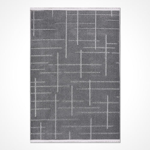 Gri Modern Polyester Makine Halısı