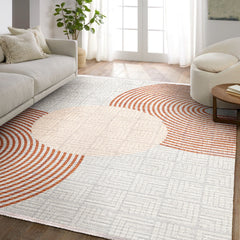 Geometrik Modern Pamuklu Yıkanabilir Dijital Baskılı Alan Halısı