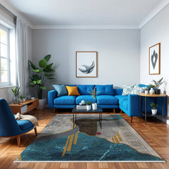 Gri Modern Tasarım Dijital Baskılı Yıkanabilir Alan Halısı