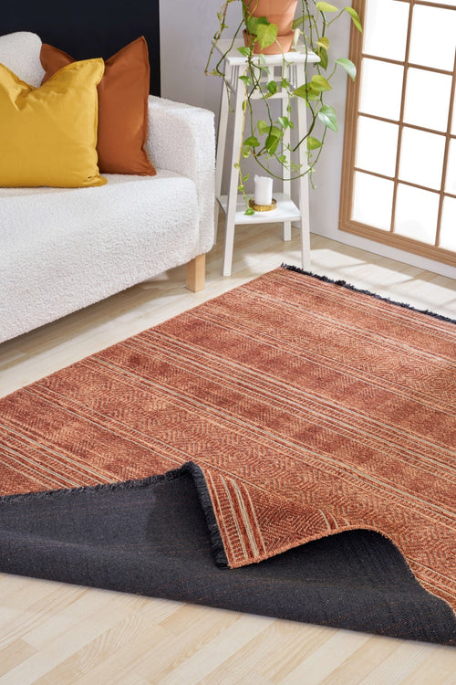 Halınet Atlanta Kiremit Geometrik Polyester Makine Halısı